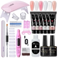 Kit ricostruzione unghie 19 pezzi con gel 15ml, lampada UV e fresa per unghie elettrica - Set di Gel per Allungamento da 19 Pezzi MGK07-A