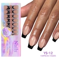 French style black tip soft gel press-on nails set with 150 pieces in 15 sizes - Skin Tone with Black Tip (YS-12)