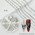 Detalle de 6 estilos de cadenas de metal para uñas estilo punk en color plateado - Estilo de Cadena de Metal Plateado (L-01)
