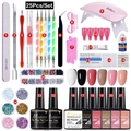 25-delige gel nagellak set met roze mini UV LED-lamp en diverse manicure gereedschappen - 25-delige Nagelkunstset (MGK-08-A)