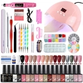 Complete 18-color gel nail polish kit with LED lamp and portable electric drill - Pro Multi-Piece Kit (MGK-10-A)