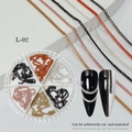 Detalle de cadenas metálicas para manicura DIY en caja de 6 rejillas estilo punk - Estilo Mezcla de Oro Plata Negro Oro Rosa (L-02)