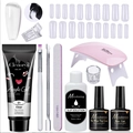 Kit completo ricostruzione unghie polygel trasparente 15ml con mini lampada UV e accessori - Set da 11 Pezzi Trasparente (MGK03-A)