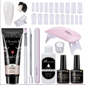 11-piece nail extension gel kit with 15ml milk white gel, UV lamp and tools set - 11 Pcs Milk White Set (MGK03-D)