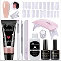 12-piece poly nail gel kit with 15ml nude gel, LED lamp, slip solution, and tools - 11 Pcs Nude Set (MGK03-F)