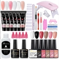 Professional 12-piece nail extension kit with pink SUNmini lamp and various gel colors - 26 Pcs Set (MGK-09-A)