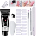 Poly gel nail extension kit with 15ml white gel, brush, nail molds and manicure tools - 6 Pcs White Set (MGK01-B)