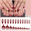 Set di unghie finte French in rosso vino dal design a ballerina per mani e piedi - Set Unghie Mani e Piedi French Rosso Vino (JP0471-01)