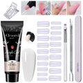 Milk White nail extension gel kit with 15g acrylic gel, nail file, and dual-ended brush - 6 Pcs Milk White Set (MGK01-D)