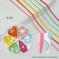Detalle de cadenas de metal de 6 colores para nail art en caja redonda con uso DIY - Estilo de Cadena Colorida de Macaron (L-05)