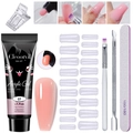 12pcs Poly nail gel kit with 15ml light pink extension gel, dual forms and tools - 6 Pcs Lt.Pink Set (MGK01-E)