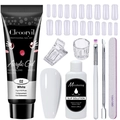Nail extension kit with 15g white poly gel, dual brush, clips and file for manicure - White (MGK02-B)
