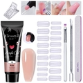 12-piece nude acrylic gel nail extension kit with 15ml gel, brush, and dual forms - 6 Pcs Nude Set (MGK01-F)