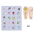 Detailed set of 20-grid mixed nail art rhinestones with colorful butterfly and heart shapes - AB Colorful Mixed Shapes Style (20-Grid Alloy 05)