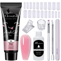 8-piece 15ml nail extension gel kit with pink shade, brush, and accessories - Pink (MGK02-C)