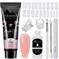 Nail extension gel kit with 15g light pink gel, brush, tips, and slip solution tools - Light Pink (MGK02-E)