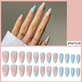Unghie finte french con motivo a onde blu e rosa, set da 24 pezzi per donne - Stile Patchwork a Onde Blu Rosa (JP0473-05)
