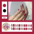 Unghie finte bordeaux lucide con motivo cuore leopardato e confezione del kit G01 - Stile Cuore Leopardato (G01)