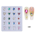 20-grid nail art alloy charms set featuring heart and teardrop shaped colorful crystals - Colorful Shaped Alloy Rhinestone Inlaid Style (10#) / 20 Pieces Set