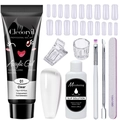 8-piece poly nail gel kit with 15ml clear gel, slip solution and dual-ended brush tools - Clear (MGK02-A)
