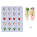 Detailed view of colorful teardrop nail crystals with gold frames in 20-grid tray - Five-Color Water Drop Gold Edge Style (12#) / 20 Pieces Set