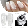 Gel à ongles #001 aux paillettes de cerisier blanches avec finitions brillantes et mates - Gel Sakura 01 (Paillettes Blanches)