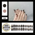 Set unghie finte G04 con motivi a cuore e stella in nero, rosa nude e glitter argento - Stile Cuore Stella Glitter Nero Rosa Argento (G04)