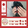 Press-on nails G06 set featuring red and nude French design with heart sequins - French Sequins Red Heart Style (G06)