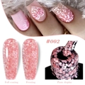 Vernis à ongles pailleté hexagonal rose #002 avec finitions brillante et mate - Gel Sakura 02 (Paillettes Roses)