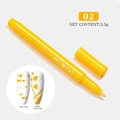 Close-up of 3.5g yellow nail art graffiti pen with glossy and matte finish nail swatches - 02 Yellow