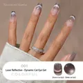 Smalto gel occhi di gatto grigio laser con effetti French e Wide per unghie chic - Occhi di Gatto Glitter Dinamico 01