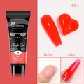 Dettaglio del gel acrilico rosso per unghie con flacone da 15ml ed effetto prima e dopo - Rosso (04)