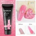 Macro-opname van roze parelmoer acrylgel met glitters voor nagelverlenging details - 15ml Parel Verlenging Gel 07 (Roze Pailletten)