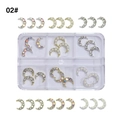 Mond-Nagelkunst-Set mit Perlen und Strasssteinen in einer praktischen 6-Gitter-Box - 6 Gitter Mond Legierung Schmuck 02