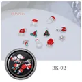 Detailansicht der 10-teiligen Weihnachts-Nagelanhänger mit festlichen Emaille-Mustern - 10 Stk. Bunte Weihnachtsmann Schneemann Gemischter Stil (BK02)