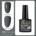 Nail gel polish in B021 grey showing glossy and matte finishes on nail tips - B021 Premium Grey