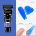 Détail du tube de gel extension ongles bleu foncé 15ml et des ongles manucurés - Bleu Foncé (11)