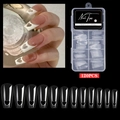 Transparent coffin nail tips with heart cutout design in 120pcs box set for manicure - 120 Count / Transparent Heart