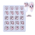 Set di strass per nail art in cristallo K9 rosa con forme a goccia e a cuore in vassoio - 20 Pezzi/Scatola / Stile Rosa (002)