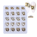 Strass per unghie color champagne oro, 5 forme con scatola organizer per manicure - 20 Pezzi/Scatola / Stile Champagne (003)