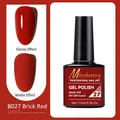 7.5ml Brick Red UV Gel Nail Polish B027 showing Glossy and Matte finishes side by side - B027 Brick Red