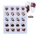 Strass per unghie in cristallo K9 rosso scuro a forma di cuore su vassoio a 20 griglie - 20 Pezzi/Scatola / Stile Rosa (005)