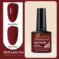 Glossy and matte jujube red nail gel polish 7.5ml bottle with color swatches - B029 Jujube Red