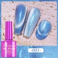 Detalle macro del esmalte de uñas Aurora Cat's Eye con efecto brillo azul holográfico - Ojo de Gato Aurora Colorido 01