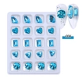 Strass per nail art in cristallo K9 blu mare scintillante in forme geometriche miste - 20 Pezzi/Scatola / Stile Blu Acqua (006)