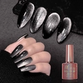 Sparkling dark black cat eye gel nail polish with silver magnetic shimmer effect 7.5ml - Extreme Black Cat Eye Gel