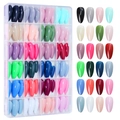 Detailed 24-color matte stiletto press-on nail set in a clear plastic storage box - Mixed Color Nails 05 / 24 Grids 576 Pieces Set / Multicolor