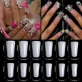 Guía de tallas detallada con 12 medidas para uñas postizas con forma de pato - Puntas de Uñas de Pico de Pato Largo / 504 Piezas / Color Natural