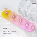 Support à ongles ovale dégradé aurore avec cinq porte-ongles magnétiques en cristal - Comprend 5 Supports d'Ongles / Dégradé Rose Jaune