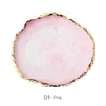 Macro detail of pink resin agate nail palette with irregular gold leaf decorative edges - Round 1# Pink / Round Resin Palette